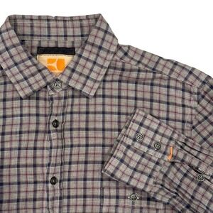 BOSS ORANGE Plaid Shirt Mens Long Sleeve Button Down‎ Cotton Blend Casual L
